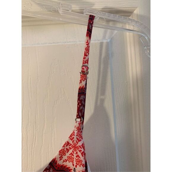 LULUS SLIP DRESS SPAGHETTI STRAPS V NECK BOHO CORAL/RED/WHITE OFFICE SIREN SZ L - Picture 7 of 13